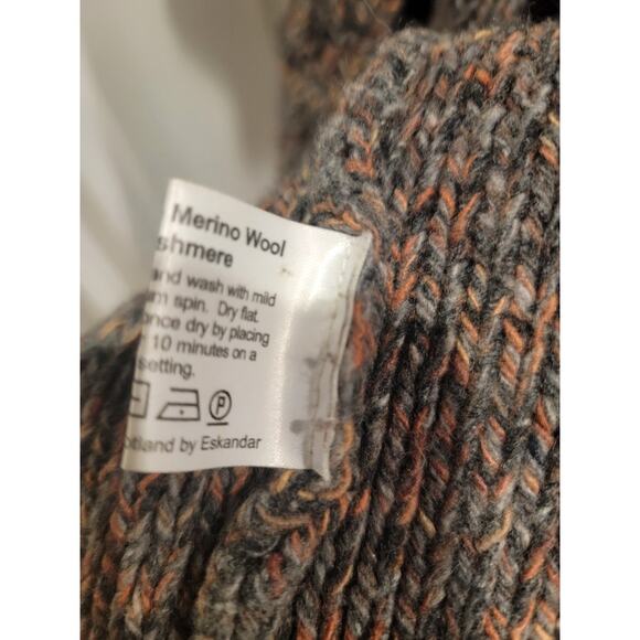 Eskandar Cardigan Knit Wool Cashmere Sweater Sz OSBrown Gray Orange - Picture 11 of 11